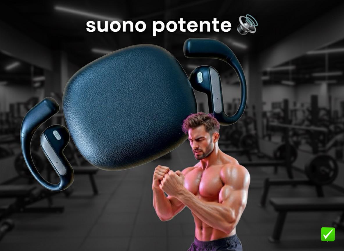Cuffie Sportivi Premium - Bluetooth -Gancio Sicuro Anti-Caduta | Batteria Tutto il Giorno