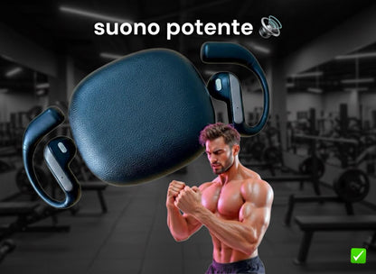 Cuffie Sportivi Premium - Bluetooth -Gancio Sicuro Anti-Caduta | Batteria Tutto il Giorno